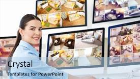  Presentation with cameras - Beautiful theme featuring private property and modern technology backdrop and a light blue colored foreground