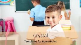  Presentation with pupil - Beautiful slides featuring private school - portrait of happy pupil backdrop and a  colored foreground