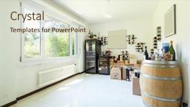  Presentation with barrels - Beautiful PPT layouts featuring private wine cellar with many backdrop and a lemonade colored foreground