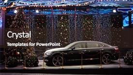  Presentation with prize - Presentation theme enhanced with christmas prize - car in new year's scenery background and a wine colored foreground