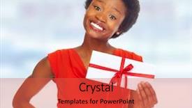  Presentation with african american girl power business - Colorful presentation theme enhanced with prize day - african-american girl with gift envelope backdrop and a red colored foreground