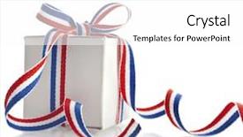  Presentation with red white blue confetti - Presentation having prize day - gift box wrapped striped red background and a white colored foreground