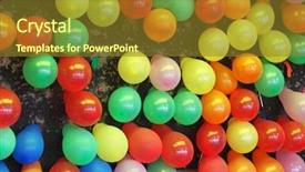 Presentation with balloons - Colorful PPT theme enhanced with prize day - lots of balloons backdrop and a tawny brown colored foreground