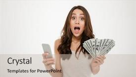  Presentation with win win - Presentation consisting of win excting prizes - portrait of attractive brunette female background and a mint green colored foreground