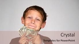  Presentation with prize - Audience pleasing PPT theme consisting of prize giveng - young boy is excited backdrop and a  colored foreground