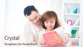  Presentation with prize - Colorful slides enhanced with prize giving - asian man surprises his girlfriend backdrop and a lemonade colored foreground