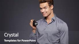  Presentation with prize - Presentation theme consisting of prize giving - businessman gives the keys background and a dark gray colored foreground