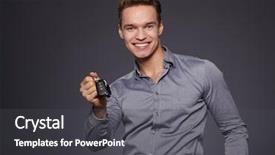  Presentation with prize - Presentation theme having prize giving - businessman gives the keys background and a dark gray colored foreground