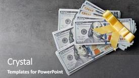  Presentation with colorful history diversity - PPT theme with prize giving - dollars and colorful bow background and a gray colored foreground