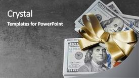  Presentation with prize - Slide deck consisting of prize giving - dollars and colorful bow background and a dark gray colored foreground