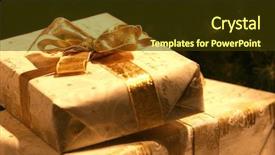  Presentation with prize - Slides consisting of prize giving - golden present box in front background and a tawny brown colored foreground