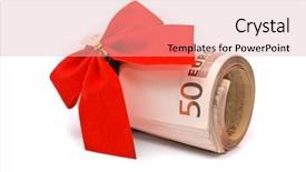 Presentation with red bow - Slide set consisting of prize giving - roll of euro money background and a lemonade colored foreground