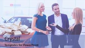  Presentation with car dealer - Beautiful slides featuring prize giving - woman receiving car keys backdrop and a teal colored foreground