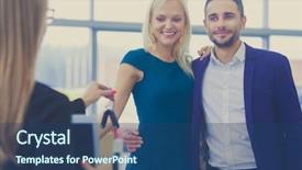  Presentation with car dealer - Beautiful PPT layouts featuring prize giving - woman receiving car keys backdrop and a ocean colored foreground