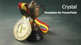  Presentation with medal - Beautiful slides featuring prize podium - medal and trophy backdrop and a  colored foreground