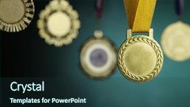  Presentation with prize - Theme with prize podium - selective focus on the medal background and a tawny brown colored foreground