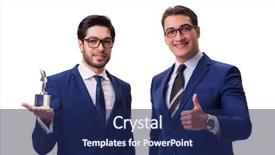  Presentation with award - PPT theme enhanced with prize presentation - businessman receiving award isolated background and a navy blue colored foreground