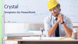  Presentation with pale male hawk - Presentation design enhanced with prize presentation - young male architect in front background and a sky blue colored foreground