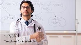 Presentation with whiteboard - Cool new slide deck with prize presentation - young male doctor neurologist backdrop and a coral colored foreground
