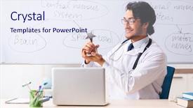  Presentation with rural doctor - Beautiful slide set featuring prize presentation - young male doctor neurologist backdrop and a sky blue colored foreground