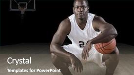  Presentation with basketball referee holding a basketball - Cool new PPT layouts with pro athletes - african american basketball player holding backdrop and a gray colored foreground