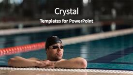  Presentation with swimming pool - Colorful presentation design enhanced with pro athletes - male swimmer wearing goggles backdrop and a  colored foreground