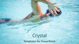  Presentation with swimming pool - PPT layouts having pro athletes - man swimmer swimming crawl background and a cool aqua colored foreground