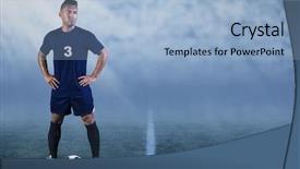  Presentation with professional snooker player evaluating - Theme having pro football - professional hispanic soccer player background and a light blue colored foreground