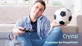  Presentation with computer games - Slides having pro football - young man playing computer games background and a  colored foreground