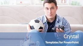  Presentation with computer games - Audience pleasing slides consisting of pro football - young man playing computer games backdrop and a teal colored foreground