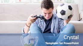  Presentation with computer games - Cool new PPT theme with pro football - young man playing computer games backdrop and a  colored foreground