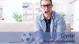  Presentation with computer games - Amazing theme having pro football - young man playing computer games backdrop and a teal colored foreground