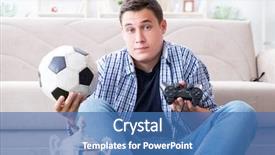  Presentation with computer games - Amazing PPT layouts having pro football - young man playing computer games backdrop and a teal colored foreground