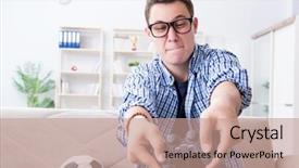  Presentation with computer games - Slide set consisting of pro football - young man playing computer games background and a coral colored foreground