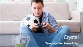  Presentation with computer games - Colorful presentation theme enhanced with pro football - young man playing computer games backdrop and a ocean colored foreground
