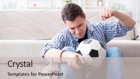  Presentation with computer games - Amazing presentation theme having pro football - young man playing computer games backdrop and a light gray colored foreground