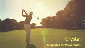  Presentation with golf player playing - Audience pleasing presentation design consisting of pro golf player shot ball backdrop and a tawny brown colored foreground
