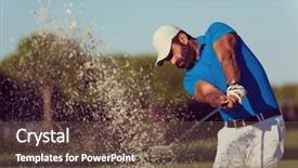  Presentation with golf course - Slide deck having pro golf player shot ball background and a tawny brown colored foreground