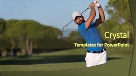  Presentation with golf course - Colorful theme enhanced with pro golf player shot ball backdrop and a tawny brown colored foreground