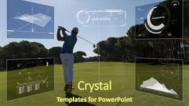  Presentation with golf course - Cool new PPT theme with pro golf player shot ball backdrop and a tawny brown colored foreground