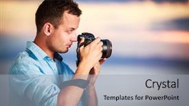  Presentation with modern color - Slides consisting of pro life - handsome young photographer using his background and a light blue colored foreground
