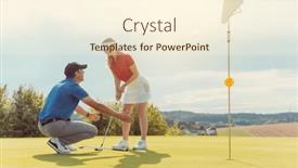  Presentation with award golf - Presentation having pro-on-golf-course-teaching background and a cream colored foreground