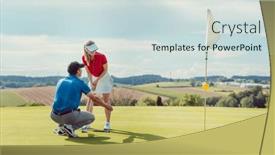  Presentation with golf course - Presentation theme enhanced with pro-on-golf-course-teaching background and a soft green colored foreground