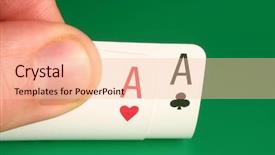  Presentation with aces high card game - Beautiful presentation theme featuring probablity success - looking at pocket aces backdrop and a lemonade colored foreground