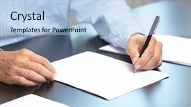  Presentation with probate - Slides featuring probate - men with pen background and a light blue colored foreground