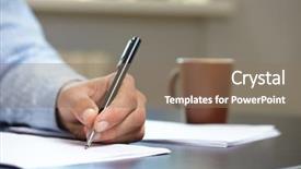  Presentation with probate - PPT theme featuring probate - men with pen background and a coral colored foreground