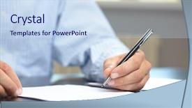  Presentation with probate - Presentation theme enhanced with probate - men with pen background and a sky blue colored foreground