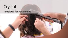  Presentation with apprenticeship - Presentation design consisting of probate - professional hairdresser and trainee working background and a light gray colored foreground