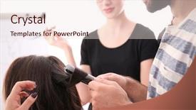  Presentation with apprenticeship - Colorful PPT theme enhanced with probate - professional hairdresser and trainee working backdrop and a  colored foreground