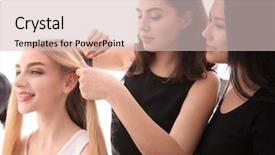  Presentation with professional - PPT layouts enhanced with probate - professional hairdresser and trainees working background and a soft green colored foreground